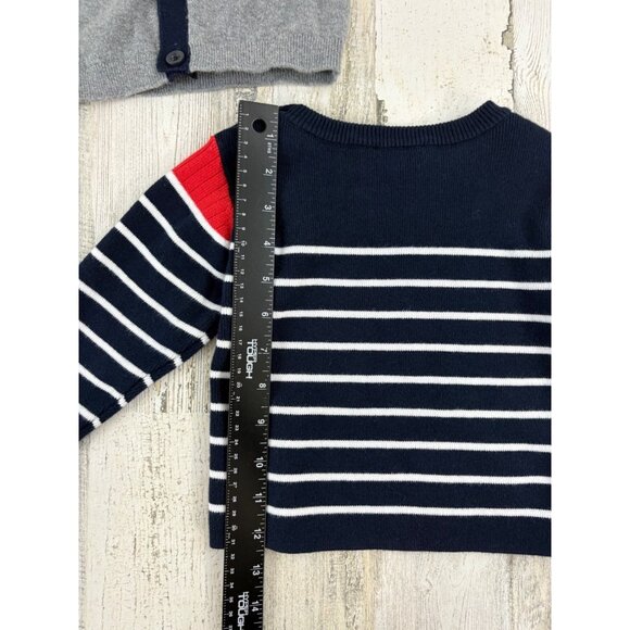 Lot of 2 Jacadi Sweaters Cardigan Blue Stripe Baby Boys Sz 18 M - Picture 9 of 11